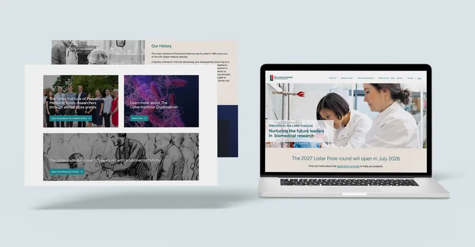 Lister Institute Website design and Umbraco 17 build with CRM