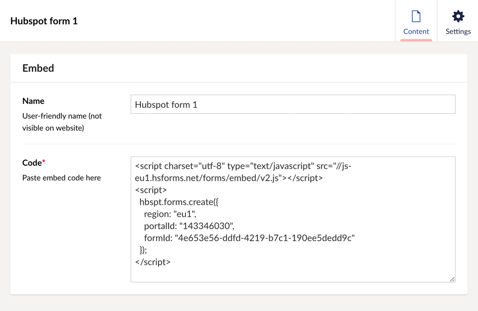 Embedding Hubspot forms using the Umbraco embed function